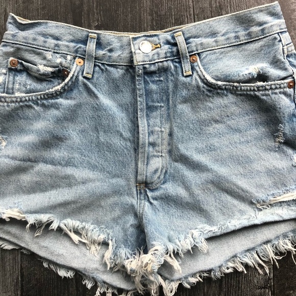 AGOLDE Parker Distressed Cut Off Jean Shorts 27 - Picture 8 of 9